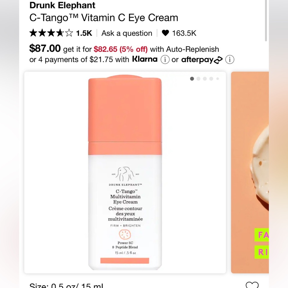 Brand new Drunk Elephant C-Tango Multivitamin Eye Cream
